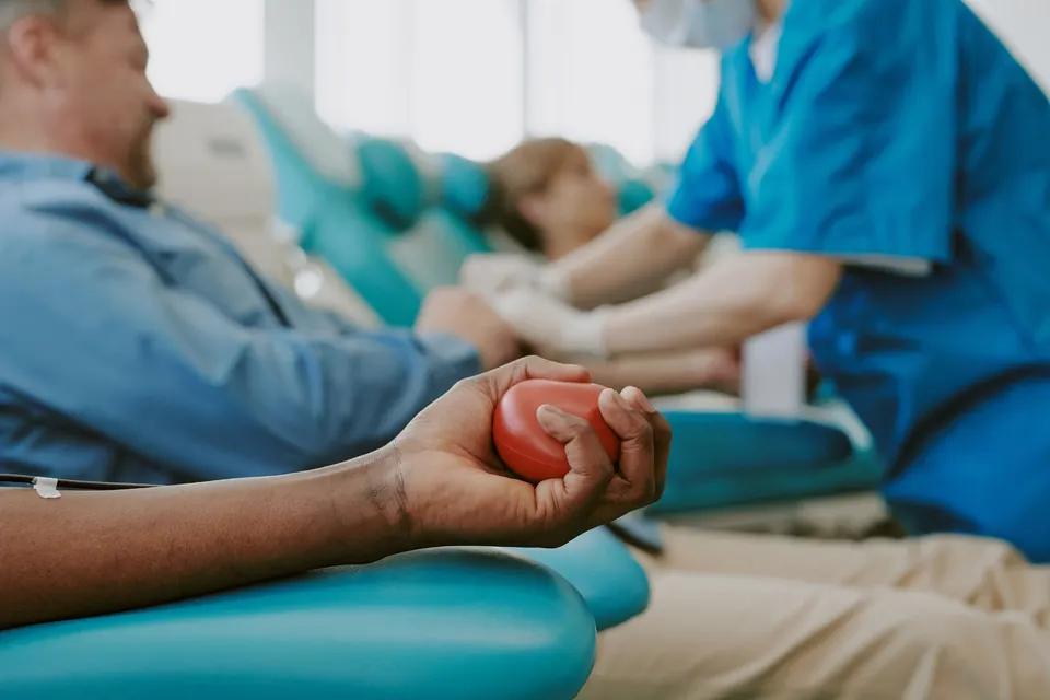 Closeup of Man Donating blood