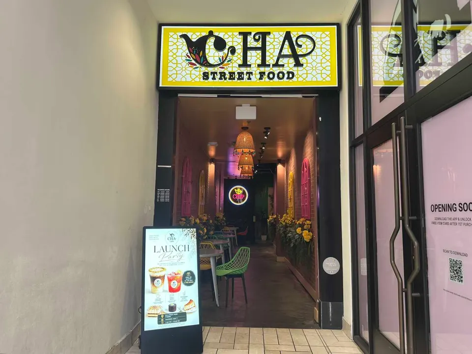 Entrance to Cha Street Food inside Tysons Corner Center (staff photo by Angela Woolsey)