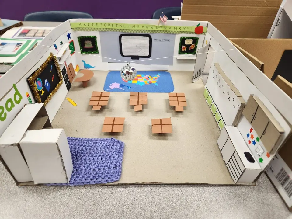 diorama of a classroom