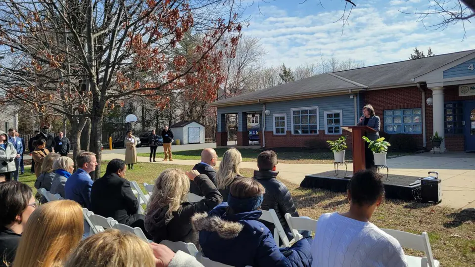 Sully District Supervisor Kathy Smith speaks at a ribbon-cutting ceremony for the Northern Virginia Adolescent Treatment Center in Chantilly (photo by Mary Stachyra Lopez)