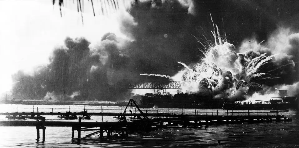"It was at one of those suppers on December 7, 1941, that the word spread: Japan had bombed Pearl Harbor...." Courtesy Keystone / Getty.