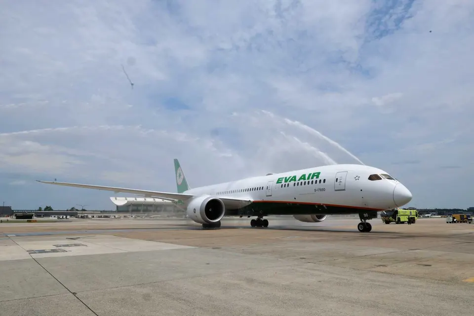 An Eva Air plane arrives at Dulles Airport on June 26, 2026 (courtesy Eva Air)