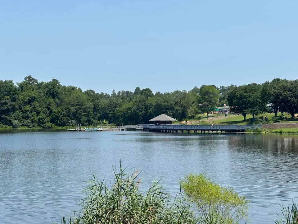 The Lake Fairfax Marina from across the water (staff photo by Angela Woolsey)