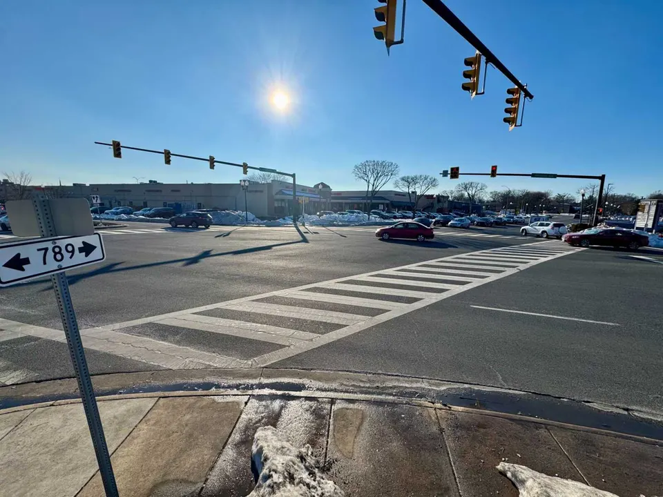 Commerce Street at Amherst Avenue facing Old Keene Mill Road in Springfield (staff photo by James Cullum)