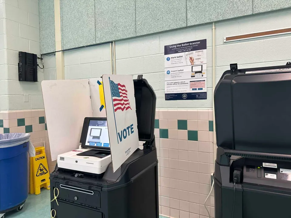 A voting ballot scanner in the Cedar Park Elementary School polling precinct in September 2025 (staff photo by Angela Woolsey)