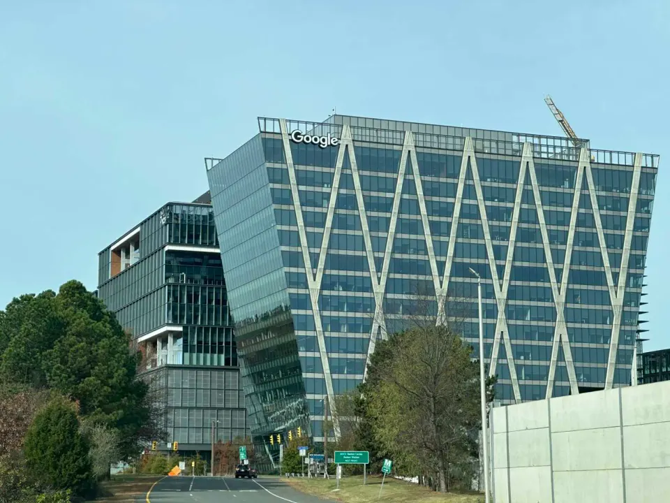 Office tenants at Reston Station include Google and ICF (staff photo by Angela Woolsey)