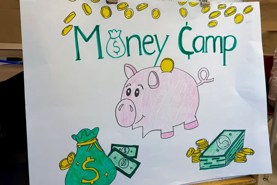 Fairfax County students participate in a classroom financial literacy activity