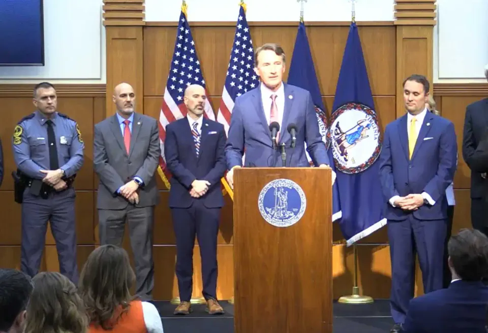 Gov. Glenn Youngkin discusses concerns about sweeping federal workforce cuts at a Feb. 18, 2025 press conference (via Governor of Virginia/Facebook)