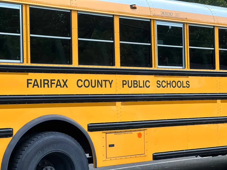 A Fairfax County Public Schools bus (staff photo by Angela Woolsey)