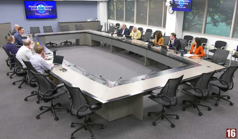 The Fairfax County Planning Commission’s schools committee meets with Fairfax County Public Schools officials on June 4, 2026 (via Fairfax County)