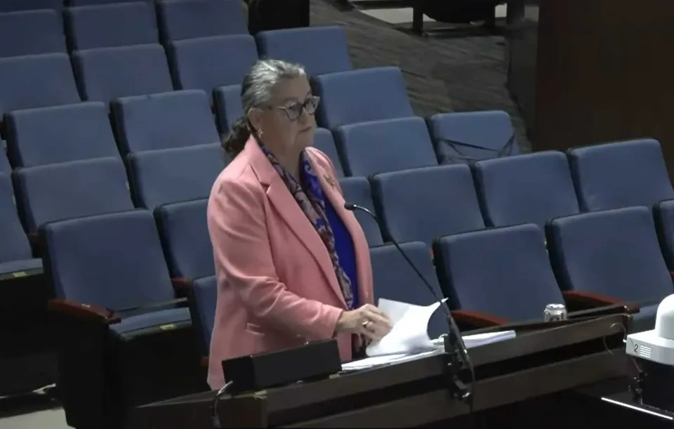 Fairfax County Public Schools Superintendent Michelle Reid presents her proposed fiscal year 2027 budget to the school board on Jan. 22, 2026 (via FCPS/YouTube)