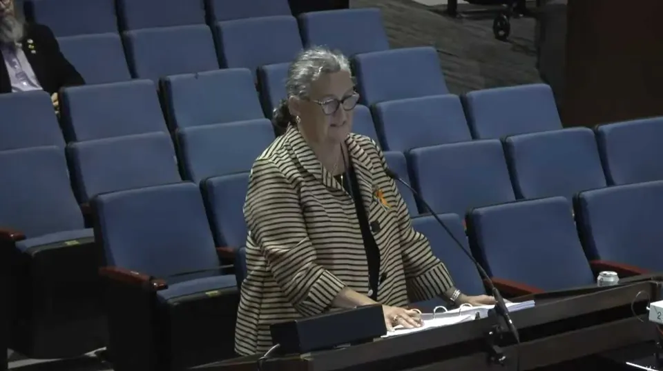 Fairfax County Public Schools Superintendent Michelle Reid at the school board’s June 25, 2026 meeting (via FCPS/YouTube)