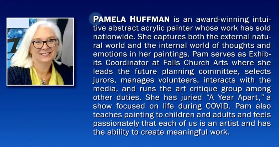 "Each of us is an artist." YouTube video screen capture. Courtesy Fredericksburg Center for the Creative Arts.