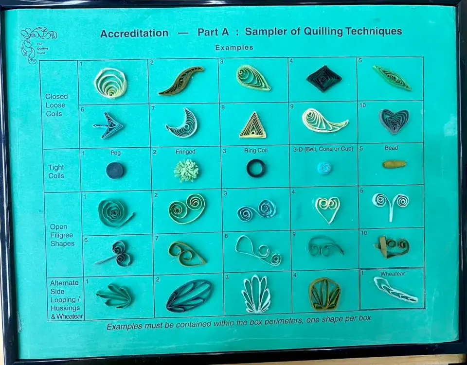 For teaching purposes, examples of quilling techniques. Photo by Chris Jones.