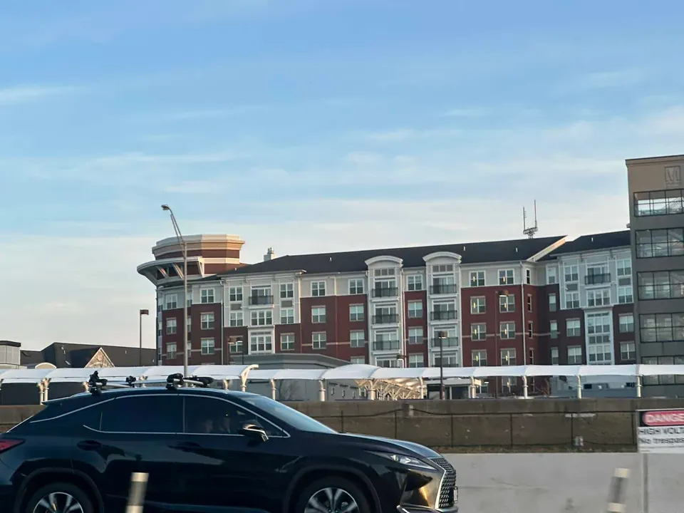 The Point at Dunn Loring apartments are visible from I-66 (staff photo by Angela Woolsey)