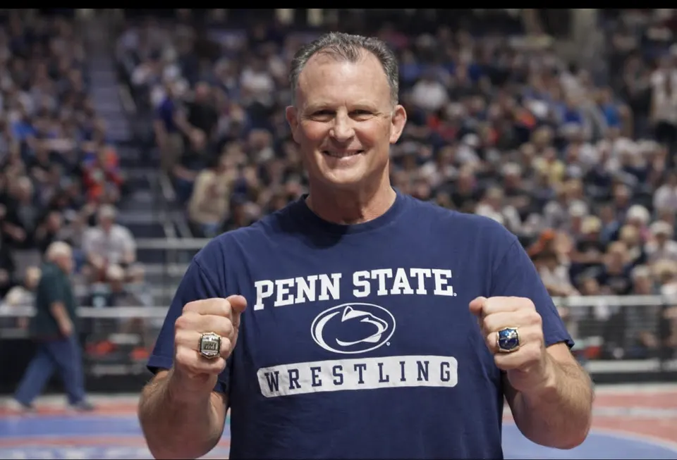 "...he became a two-time NCAA All-American, two-time conference champion, four-time NCAA qualifier, and amassed 113 career victories...." John Hanrahan. Courtesy same.