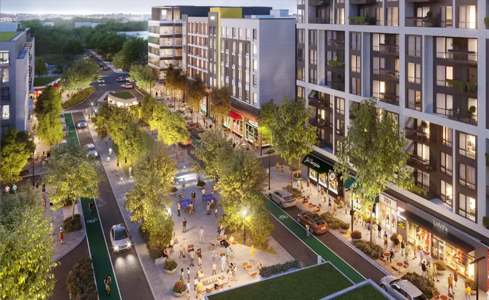 Four new restaurant-retailers will soon be coming to the West Falls Development, the largest in the City of Falls Church's history. Courtesy Hoffman & Associates.