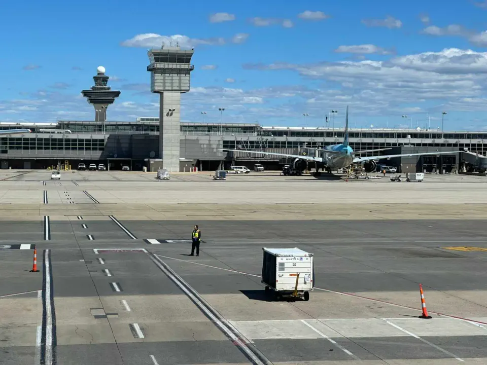 The tarmac at Dulles International Airport (staff photo by Angela Woolsey)