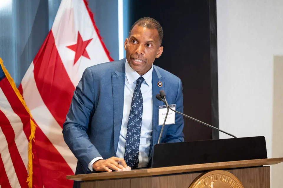 2025 Metropolitan Washington Council of Governments board chair and Franconia District Supervisor Rodney Lusk at the Talent Capital launch (photo by Chris Ferenzi)