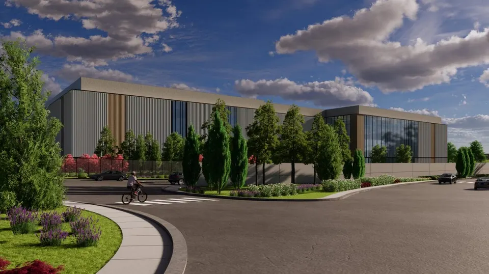 Conceptual rendering of Serverfarm’s Vienna Cloud data centers from the southwest (via Kimley-Horn/Fairfax County)