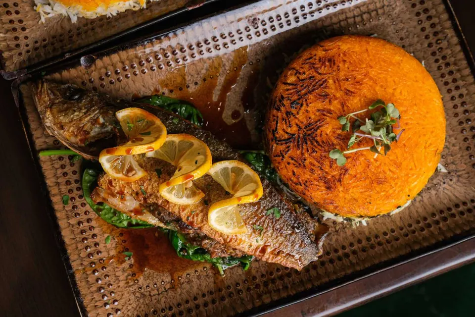 Mahi shekampur, a stuffed trout dish, from Divan Restaurant of McLean (courtesy Divan)