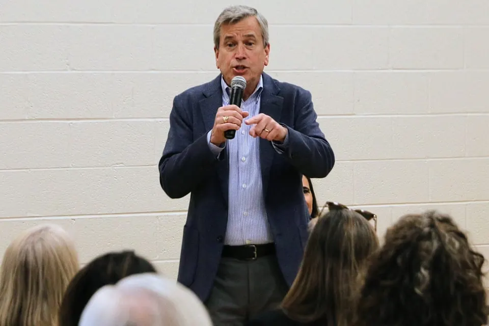 Del. Rip Sullivan makes a point at McLean Citizens Association legislative forum (staff photo by Scott McCaffrey)