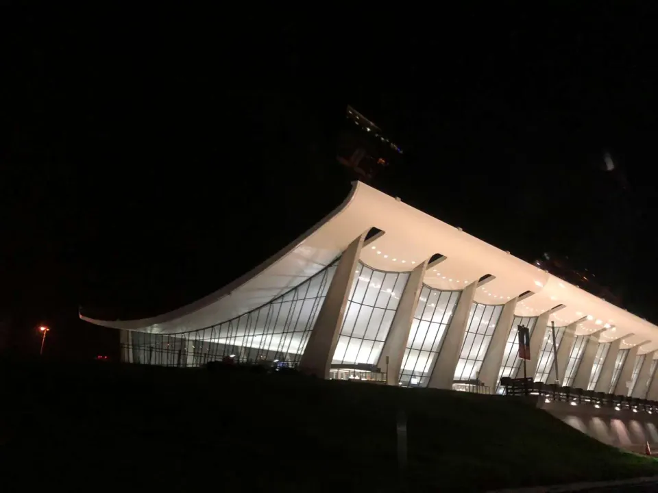 Dulles International Airport at night (staff photo by Angela Woolsey)
