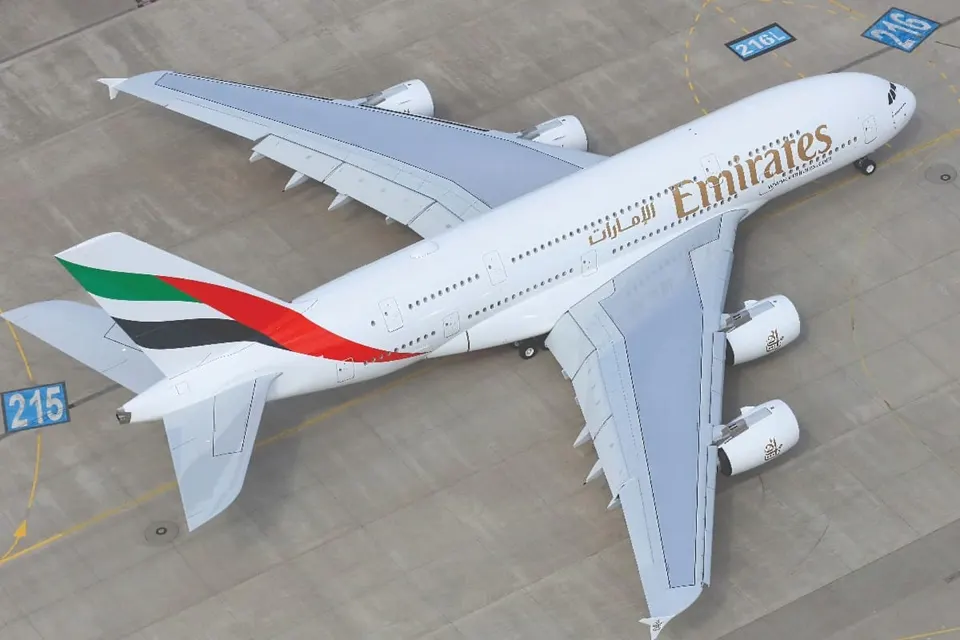 Emirates has reduced service to Dulles, including replacing A380 aircraft (above) with smaller 777s (courtesy Emirates)