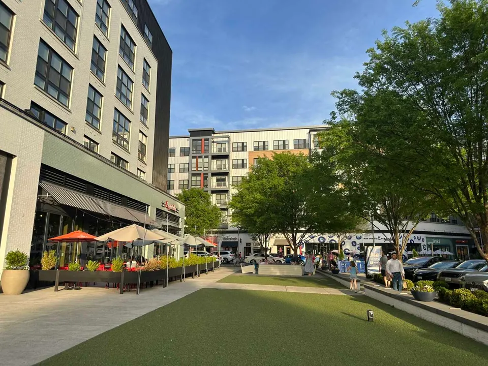 Green space outside Pupatella at the Mosaic District in Merrifield (staff photo by Angela Woolsey)