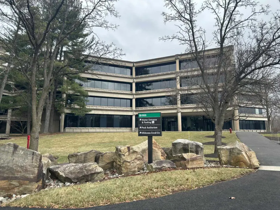 The U.S. Geological Survey headquarters building in Reston (staff photo by Angela Woolsey)