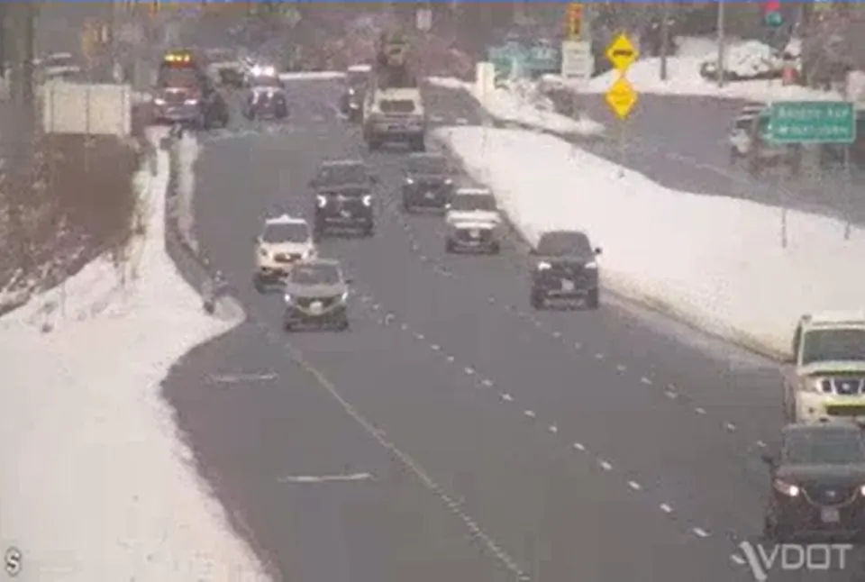 Route 7 near Reston Avenue after a crash was cleared on the morning of Feb. 23, 2026 (via VDOT traffic cameras)