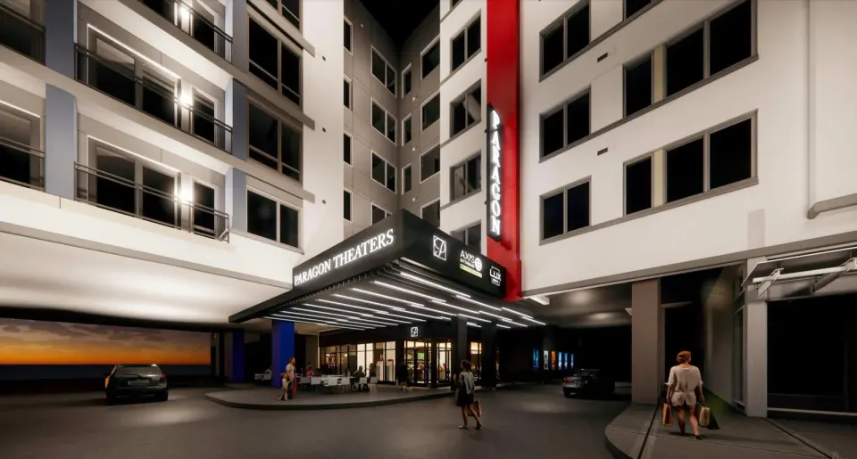 Guess what's going to be inside Founders Row? Architectural rendering of Paragon Theater entrance. Courtesy Paragon.