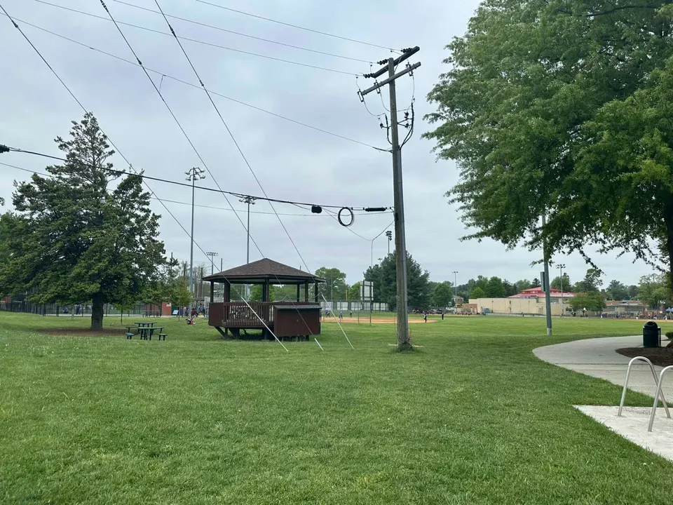 Pavilion near baseball field in Vienna (staff photo by Angela Woolsey)
