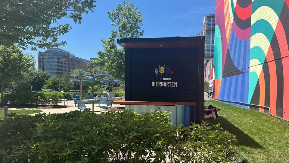 The Boro Biergarten will open on Thursday, June 6 in Boro Park outside El Bebe in Tysons (staff photo by Angela Woolsey)