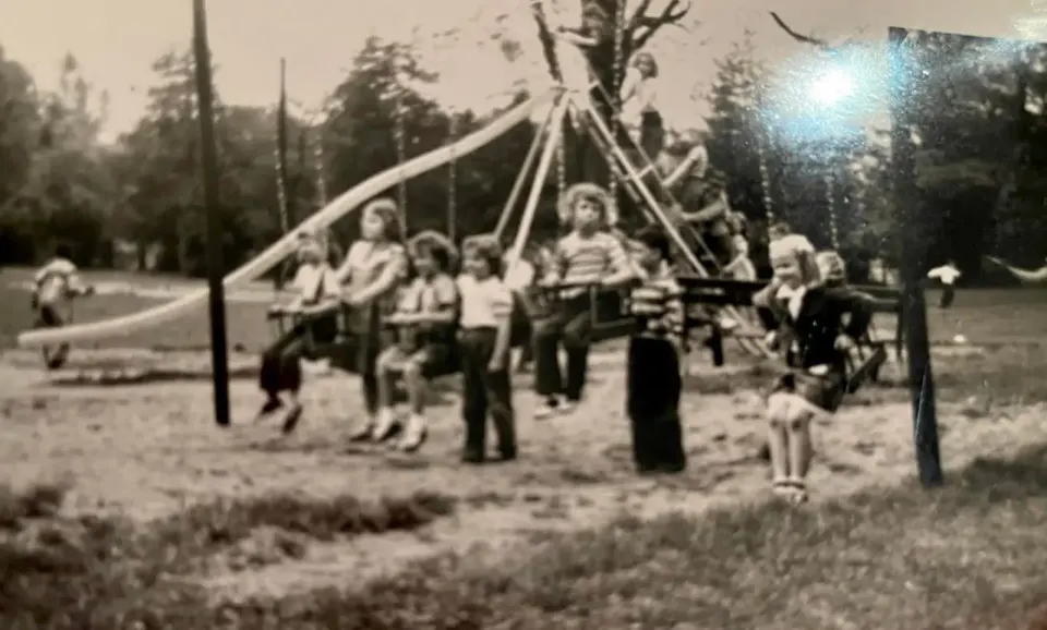 Kindergarten end-of-the-year party (1951) in southern Indiana. From the family photo album. Courtesy Carol McEwen.