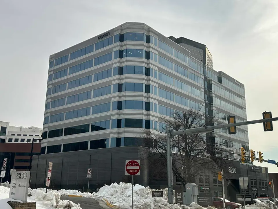 The office building at 8270 Greensboro Drive in Tysons (staff photo by Angela Woolsey)