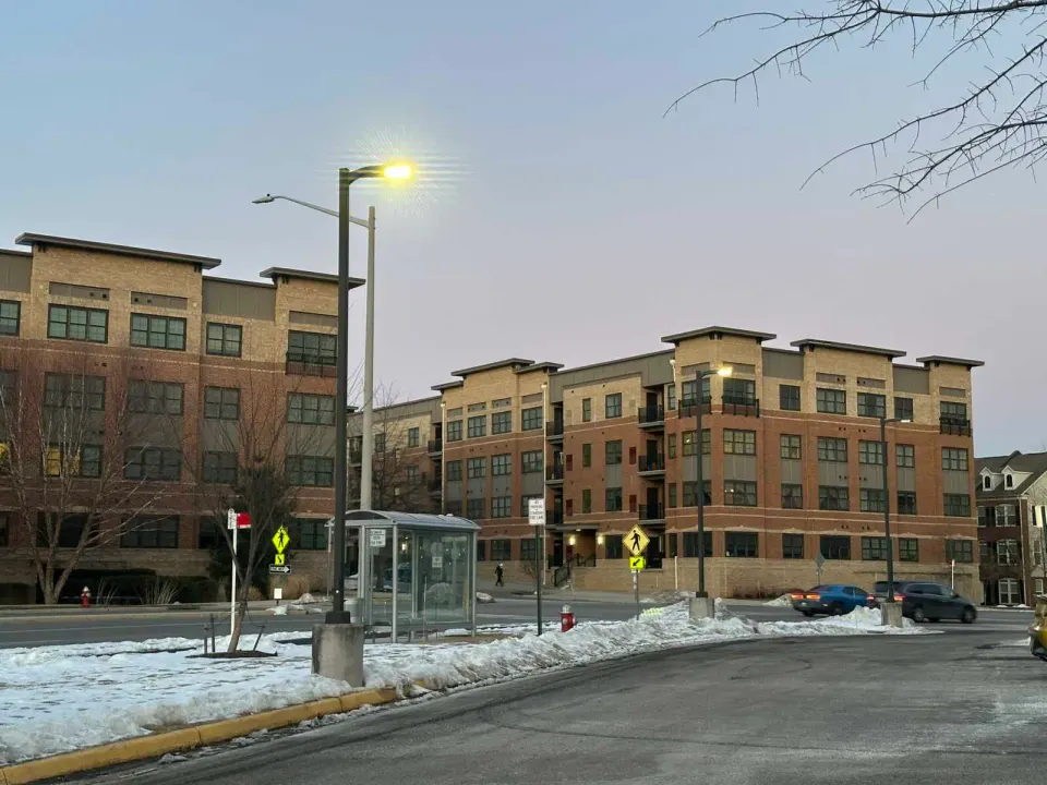 Apartment buildings in MetroWest seen from across Vaden Drive in Oakton (staff photo by Angela Woolsey)