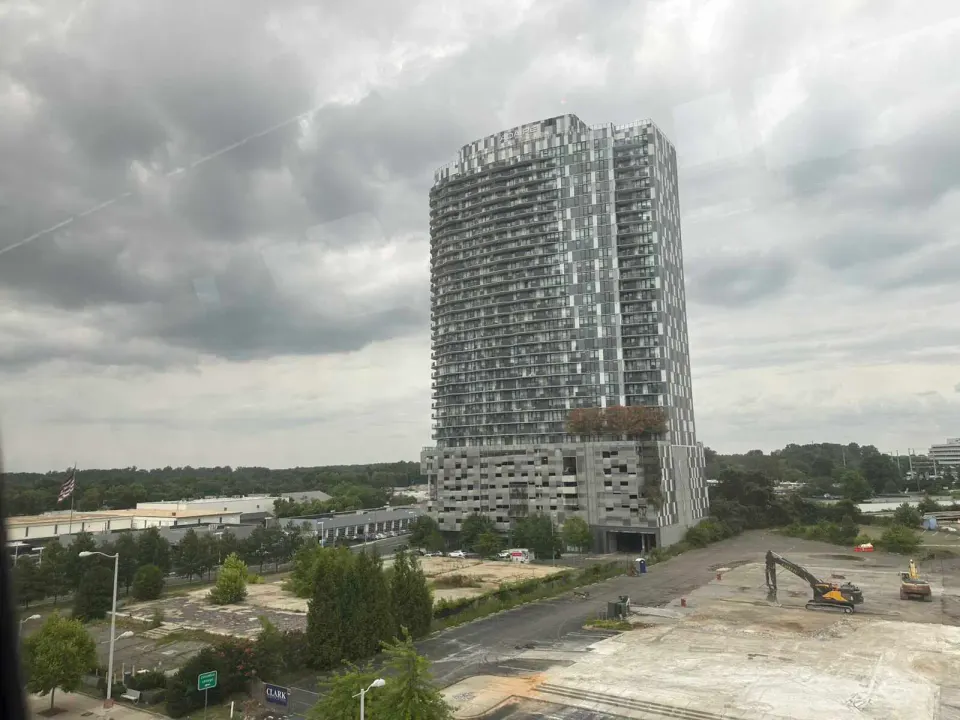 Comstock is proposing to build a casino-anchored entertainment district on a vacant lot near the Adaire Apartments and Spring Hill Metro Station in Tysons (staff photo by...