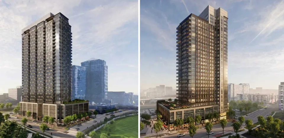 Renderings of the proposed Scotts Run Johnson Block Building D (courtesy Rushmark Properties)