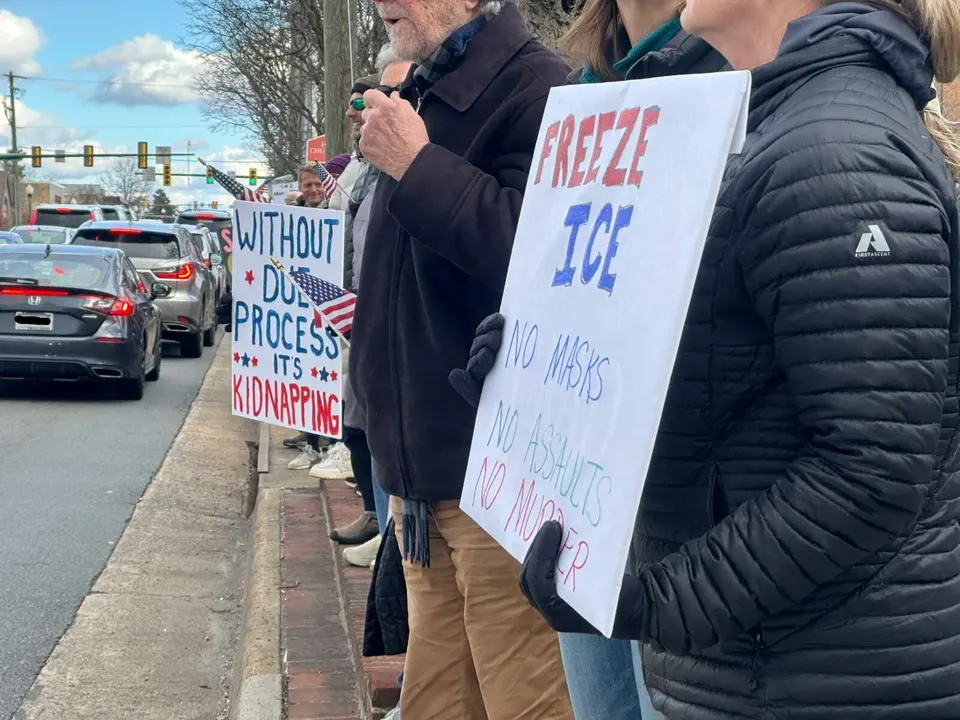 Scenes from Jan. 11, 2026 ICE Out for Good protest on Maple Avenue in Vienna (staff photo by Angela Woolsey)