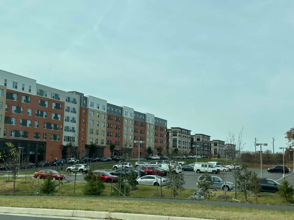 A parking lot near the Arrowbrook Centre development south of Herndon (staff photo by Angela Woolsey)