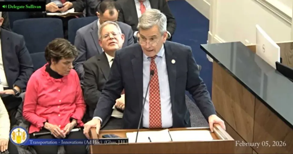 Del. Rip Sullivan presents his vehicle noise monitoring bill before the House innovations subcommittee on Feb. 5, 2026 (via Virginia House of Delegates)