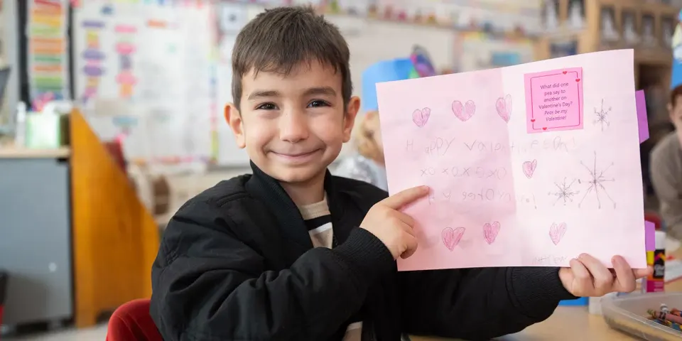 student with valentine