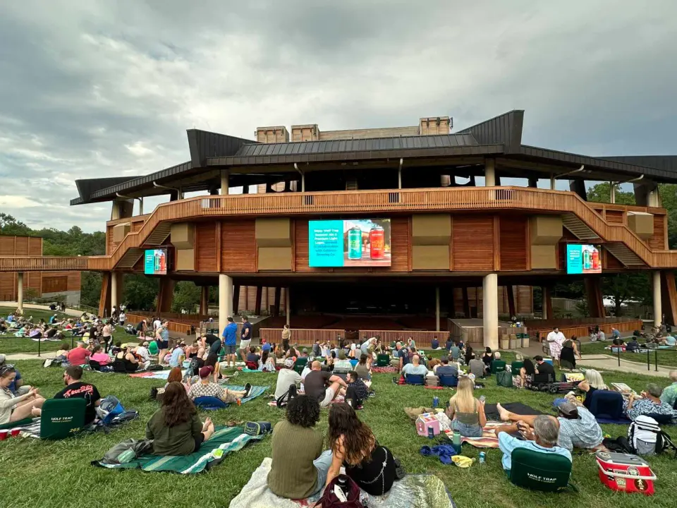 Patrons on the Filene Center lawn at Wolf Trap National Park for the Performing Arts (staff photo by Angela Woolsey)